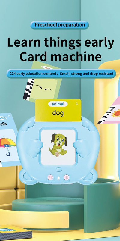 Pink Bear Talking  Cards Educational Toy for Toddlers 112 Cards Audible Preschool Learning Machine Early Childhood Development Interactive Reading Cards with Rechargeable Battery ABS Material - Image 2