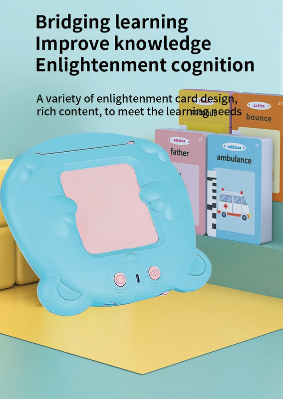 Pink Bear Talking  Cards Educational Toy for Toddlers 112 Cards Audible Preschool Learning Machine Early Childhood Development Interactive Reading Cards with Rechargeable Battery ABS Material - Image 4