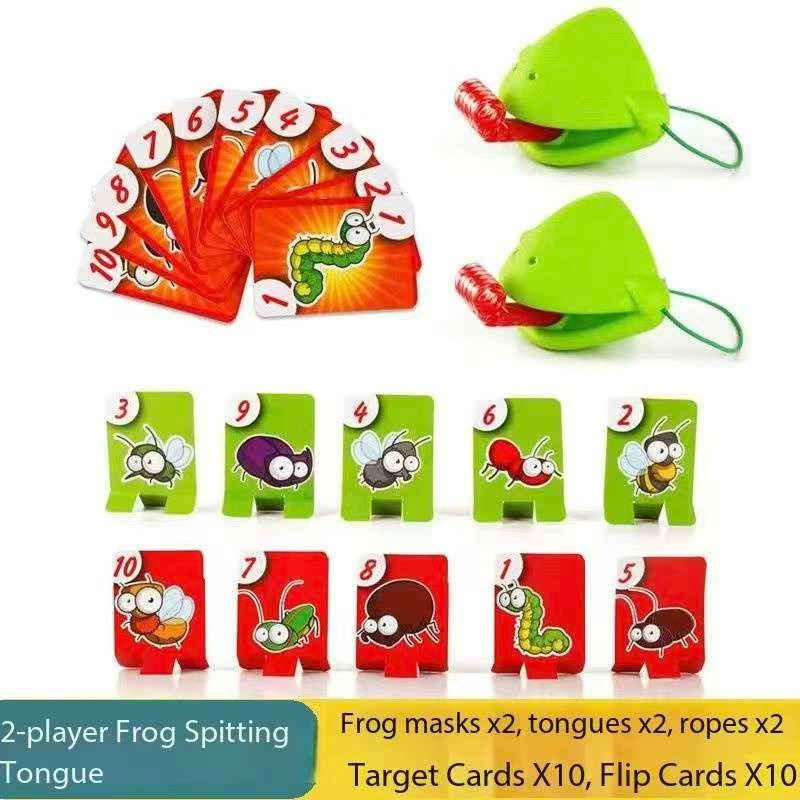 2 Player  Frog Tongue Game Lizard Mask Card Battle Family Board Game Parent-Child Interactive Party Game Silicone Material 4+ Years Educational Toy Memory Challenge - Image 1