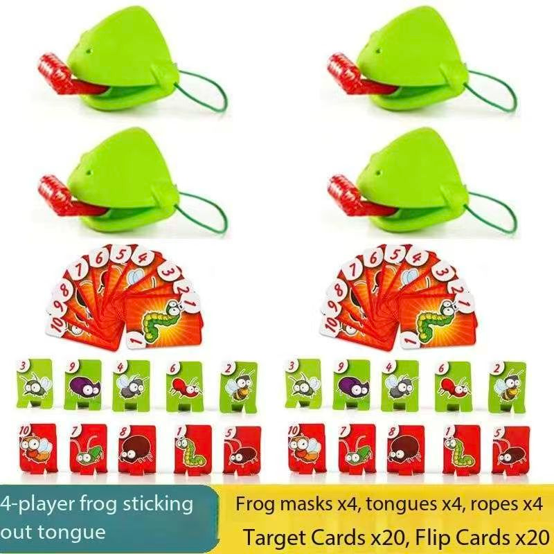 4 Player  Frog Tongue Game Lizard Mask Card Battle Family Board Game Parent-Child Interactive Party Game Silicone Material 4+ Years Educational Toy Memory Challenge - Image 1
