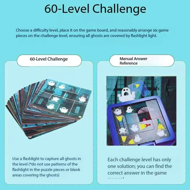 Ghost Catcher Puzzle Game 60 Challenges Logic Brain Teaser Parent-Child Interactive Board Game Concentration Training Plastic Material 4+ Years Educational Toy - Image 4