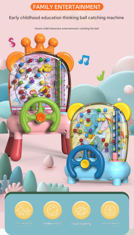 Blue Ball Catching Machine Game Kids Steering Wheel Pinball Desktop Game Hand Eye Coordination Training Parent-Child Interactive Educational Toy Concentration Focus Plastic 4+ Years - Image 2