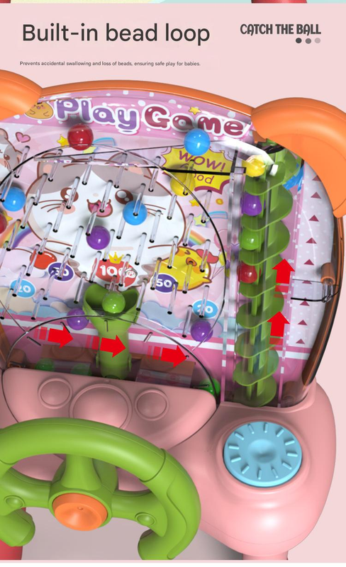 Blue Ball Catching Machine Game Kids Steering Wheel Pinball Desktop Game Hand Eye Coordination Training Parent-Child Interactive Educational Toy Concentration Focus Plastic 4+ Years - Image 4