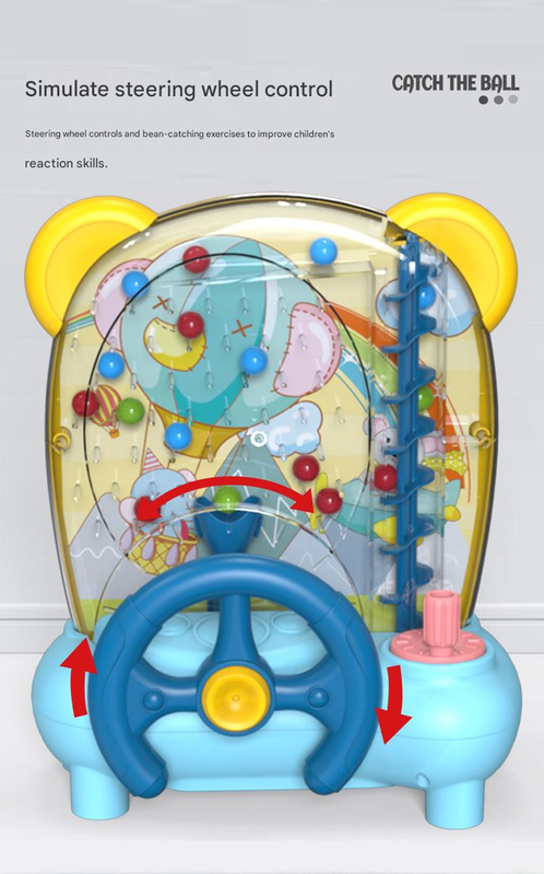 Blue Ball Catching Machine Game Kids Steering Wheel Pinball Desktop Game Hand Eye Coordination Training Parent-Child Interactive Educational Toy Concentration Focus Plastic 4+ Years - Image 5