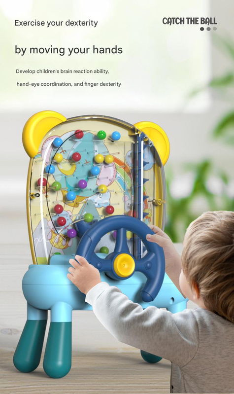 Pink Ball Catching Machine Game Kids Steering Wheel Pinball Desktop Game Hand Eye Coordination Training Parent-Child Interactive Educational Toy Concentration Focus Plastic 4+ Years - Image 3