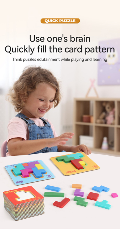 Quick Puzzle Tetris Building Blocks Game Speed Challenge Parent-Child Interactive Brain Training 20 Challenge Cards 4 Difficulty Levels ABS Material 3+ Years Educational Toy - Image 3