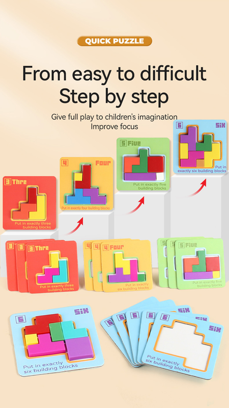 Quick Puzzle Tetris Building Blocks Game Speed Challenge Parent-Child Interactive Brain Training 20 Challenge Cards 4 Difficulty Levels ABS Material 3+ Years Educational Toy - Image 4