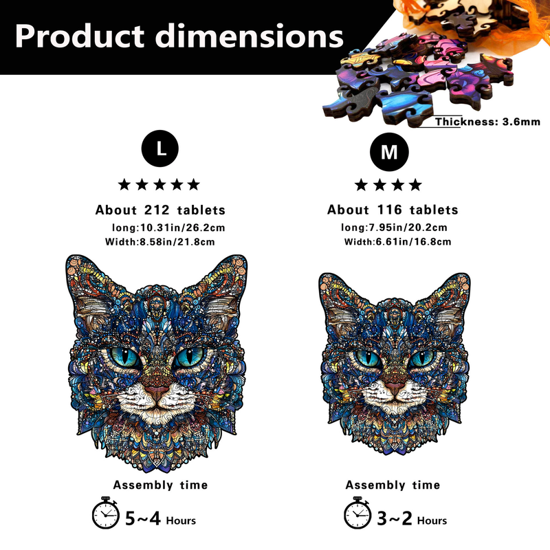 L Style Blue-Eyed Cat Wooden Jigsaw Puzzle -Irregular Animal Shaped Puzzle with DIY Piggy Bank Option, Laser Cut 3D Craft, Stress Relief Brain Game Gift for Adults 14+ - Image 4