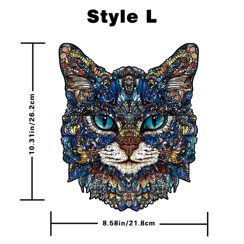 L Style Blue-Eyed Cat Wooden Jigsaw Puzzle -Irregular Animal Shaped Puzzle with DIY Piggy Bank Option, Laser Cut 3D Craft, Stress Relief Brain Game Gift for Adults 14+ - Image 5
