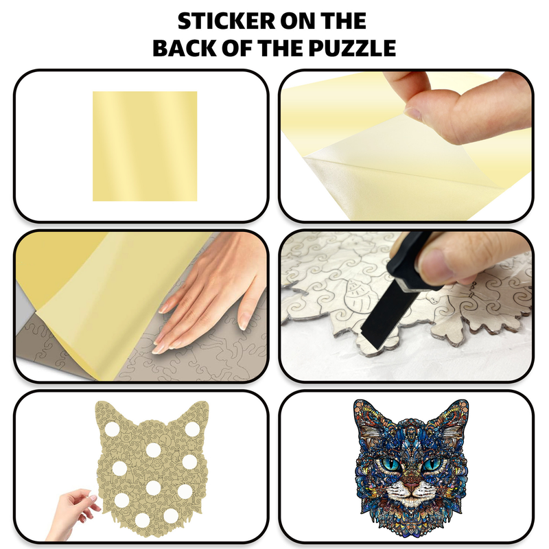 M Style Blue-Eyed Cat Wooden Jigsaw Puzzle -Irregular Animal Shaped Puzzle with DIY Piggy Bank Option, Laser Cut 3D Craft, Stress Relief Brain Game Gift for Adults 14+ - Image 8