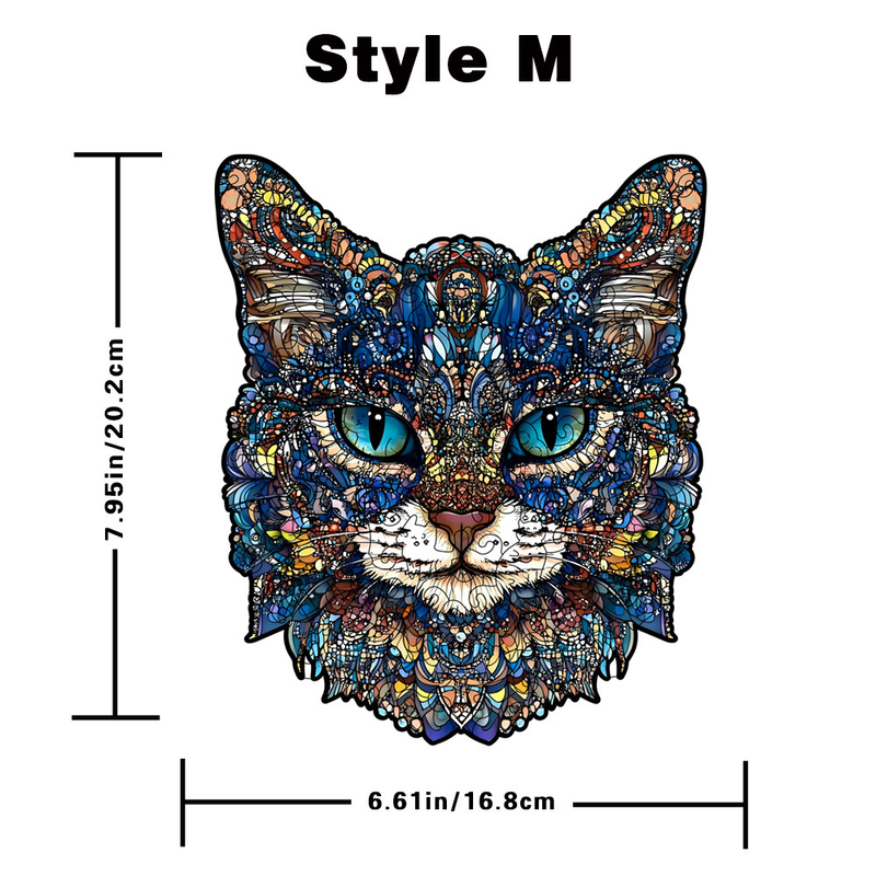M Style Blue-Eyed Cat Wooden Jigsaw Puzzle -Irregular Animal Shaped Puzzle, Laser Cut 3D Craft, Stress Relief Brain Game Gift for Adults 14+ - Image 5