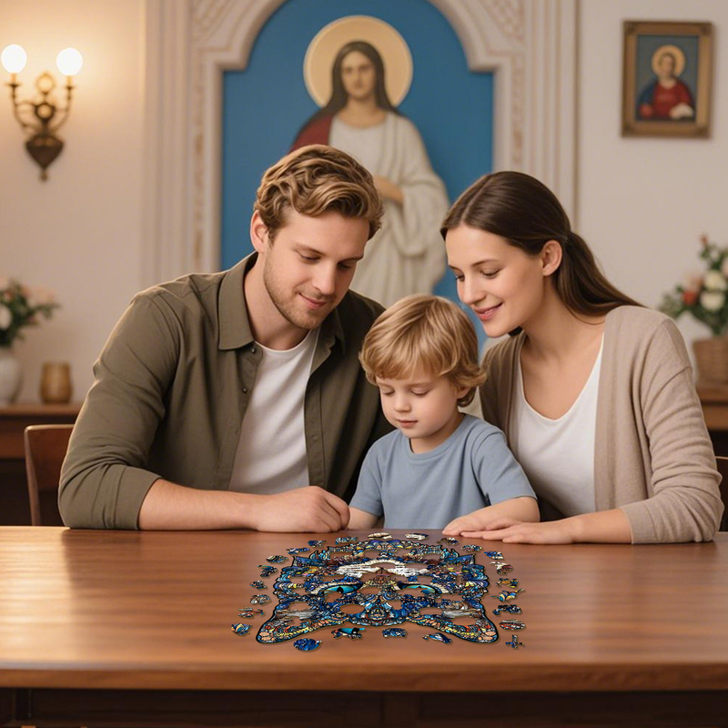 M Style Blue-Eyed Cat Wooden Jigsaw Puzzle -Irregular Animal Shaped Puzzle, Laser Cut 3D Craft, Stress Relief Brain Game Gift for Adults 14+ - Image 7