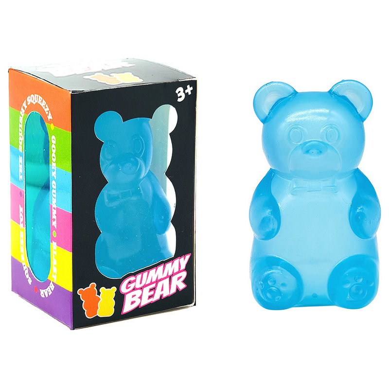 Blue Candy Gummy Bear Squishy Stress Relief Toy - Slow Rising Squeeze Fidget Toys for Kids, Soft TPR Sensory Toy for Anxiety Relief, Cute Kawaii Decompression Gift for Ages 3+ - Image 1