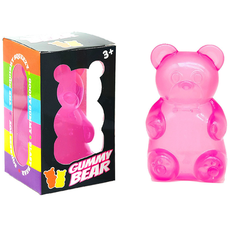 Pink Candy Gummy Bear Squishy Stress Relief Toy - Slow Rising Squeeze Fidget Toys for Kids, Soft TPR Sensory Toy for Anxiety Relief, Cute Kawaii Decompression Gift for Ages 3+ - Image 1