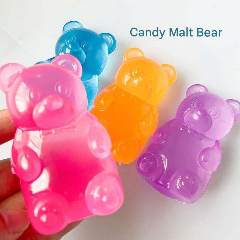 Pink Candy Gummy Bear Squishy Stress Relief Toy - Slow Rising Squeeze Fidget Toys for Kids, Soft TPR Sensory Toy for Anxiety Relief, Cute Kawaii Decompression Gift for Ages 3+ - Image 2