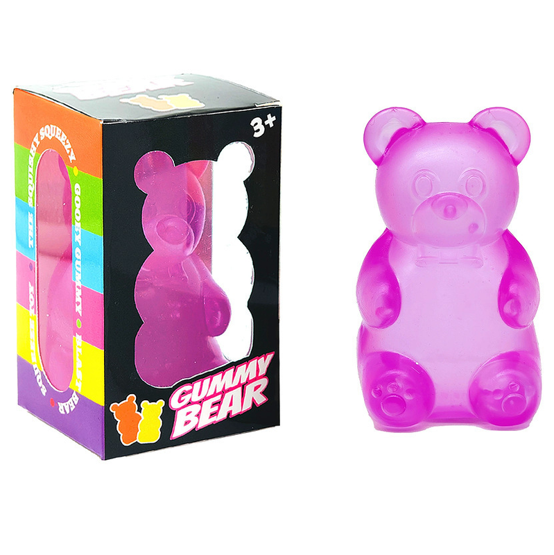 Purple Candy Gummy Bear Squishy Stress Relief Toy - Slow Rising Squeeze Fidget Toys for Kids, Soft TPR Sensory Toy for Anxiety Relief, Cute Kawaii Decompression Gift for Ages 3+ - Image 1