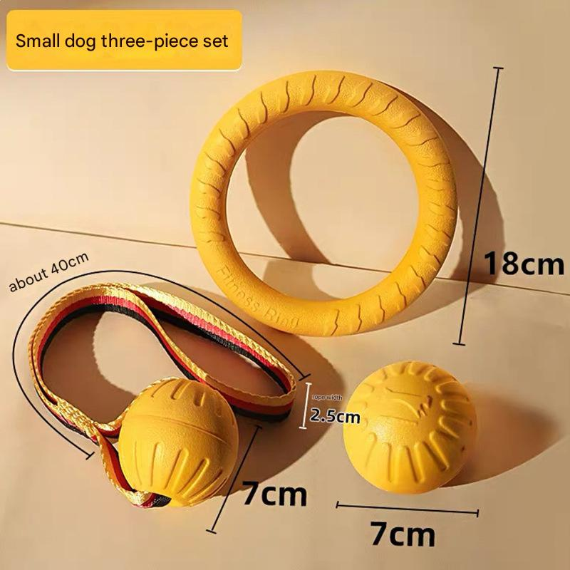 3-Piece Small Dog EVA Floating Dog Ring Toy Set – Interactive Tug-of-War Ring and Water Frisbee, durable chew and teething toy, suitable for training, teeth cleaning, and outdoor play, lightweight floating design - Image 1