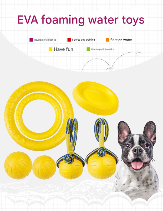 3-Piece Small Dog EVA Floating Dog Ring Toy Set – Interactive Tug-of-War Ring and Water Frisbee, durable chew and teething toy, suitable for training, teeth cleaning, and outdoor play, lightweight floating design - Image 2