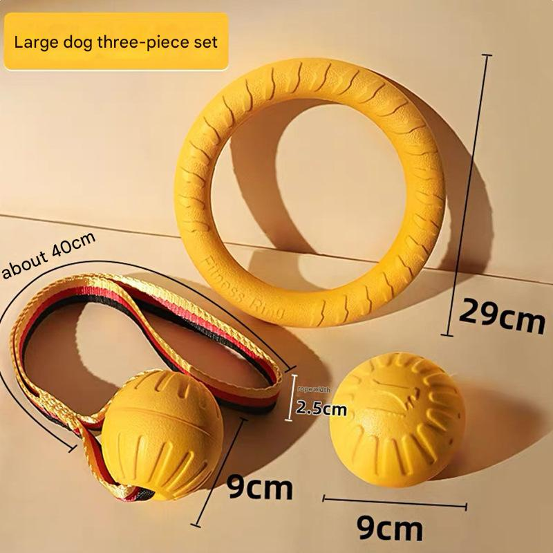 3-Piece Big Dog EVA Floating Dog Ring Toy Set – Interactive Tug-of-War Ring and Water Frisbee, durable chew and teething toy, suitable for training, teeth cleaning, and outdoor play, lightweight floating design - Image 1