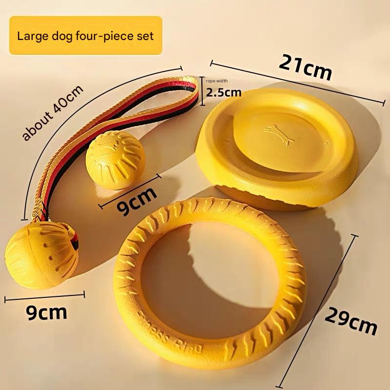 4-Piece Big Dog EVA Floating Dog Ring Toy Set – Interactive Tug-of-War Ring and Water Frisbee, durable chew and teething toy, suitable for training, teeth cleaning, and outdoor play, lightweight floating design - Image 1