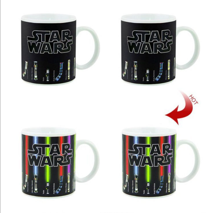 Black  Star Wars Lightsaber Heat Changing Mug - Magic Color Reveal Ceramic Coffee Cup, 330ml Heat Sensitive Thermochromic Mug, Novelty Gift for Sci-Fi Fans - Image 2
