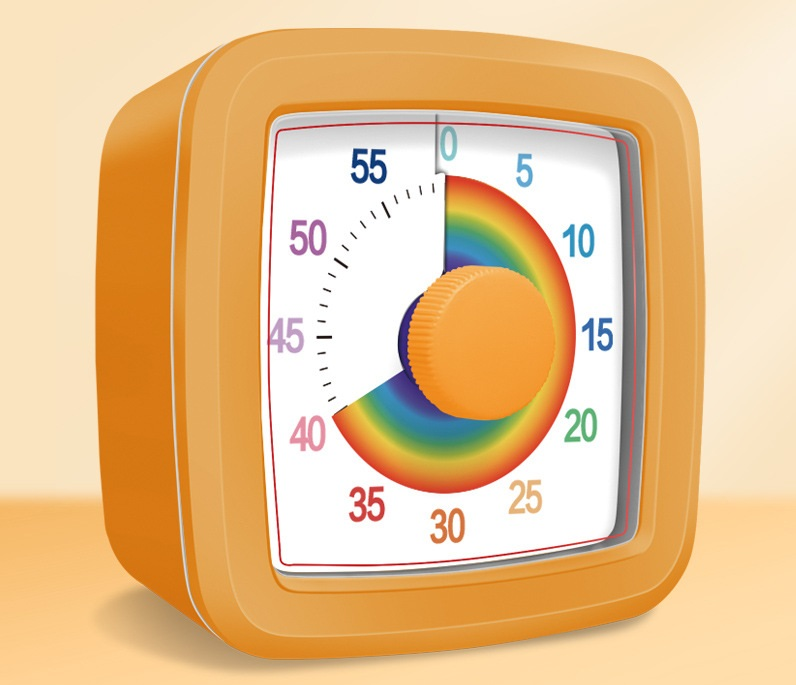 Orange Visual timer for children and the kitchen – a 60-minute rainbow countdown timer, silent operation, suitable for cooking, studying, and everyday tasks. Battery powered (batteries not included), made of ABS plastic - Image 1