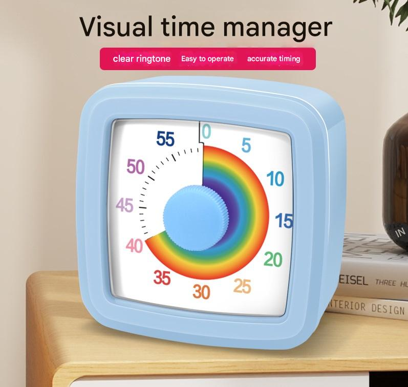 Orange Visual timer for children and the kitchen – a 60-minute rainbow countdown timer, silent operation, suitable for cooking, studying, and everyday tasks. Battery powered (batteries not included), made of ABS plastic - Image 2