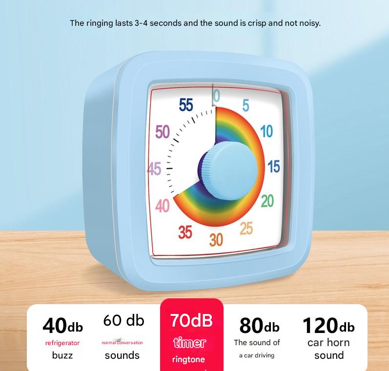 Orange Visual timer for children and the kitchen – a 60-minute rainbow countdown timer, silent operation, suitable for cooking, studying, and everyday tasks. Battery powered (batteries not included), made of ABS plastic - Image 4
