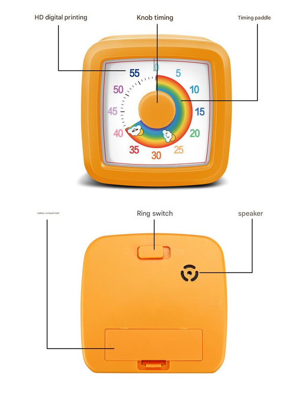 Pink Visual timer for children and the kitchen – a 60-minute rainbow countdown timer, silent operation, suitable for cooking, studying, and everyday tasks. Battery powered (batteries not included), made of ABS plastic - Image 5