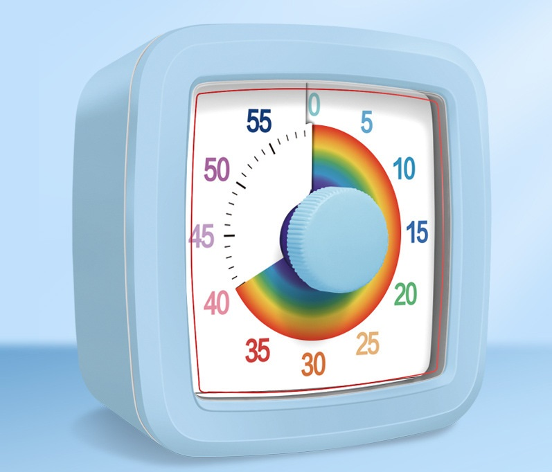 Blue Visual timer for children and the kitchen – a 60-minute rainbow countdown timer, silent operation, suitable for cooking, studying, and everyday tasks. Battery powered (batteries not included), made of ABS plastic - Image 1