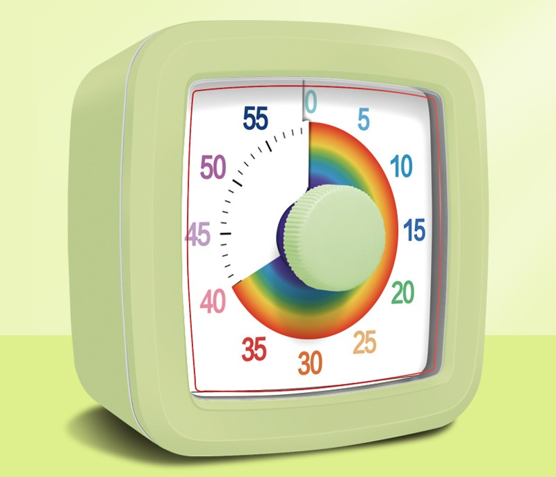 Green Visual timer for children and the kitchen – a 60-minute rainbow countdown timer, silent operation, suitable for cooking, studying, and everyday tasks. Battery powered (batteries not included), made of ABS plastic - Image 1