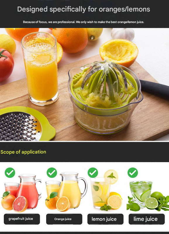 4-in-1 Manual Citrus Juicer with Grater and Egg Separator -Free Multi-Function Hand Press Lemon Orange Squeezer - Kitchen Gadget for Fresh Juice, Zest, and Cooking Prep - Image 3