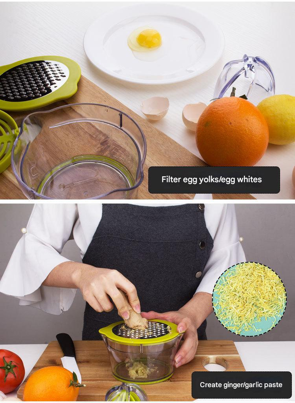 4-in-1 Manual Citrus Juicer with Grater and Egg Separator -Free Multi-Function Hand Press Lemon Orange Squeezer - Kitchen Gadget for Fresh Juice, Zest, and Cooking Prep - Image 6