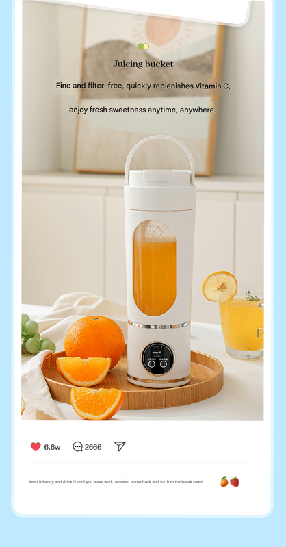 Black 3.7V Portable Blender 700ml Wireless Juicer Cup - 12 Blade USB Rechargeable Smoothie Maker with LED Display - Personal Fruit Mixer with Safety Lock - BPA Free Travel Blender for Home Office Outdoor - Image 4