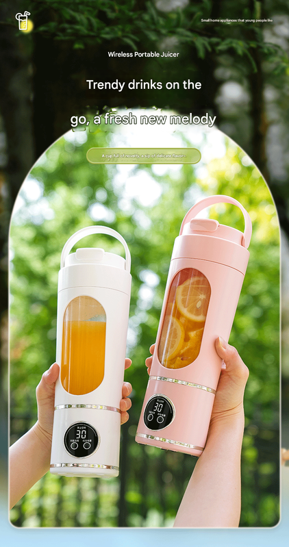 Pink 3.7V Portable Blender 700ml Wireless Juicer Cup - 12 Blade USB Rechargeable Smoothie Maker with LED Display - Personal Fruit Mixer with Safety Lock - BPA Free Travel Blender for Home Office Outdoor - Image 2