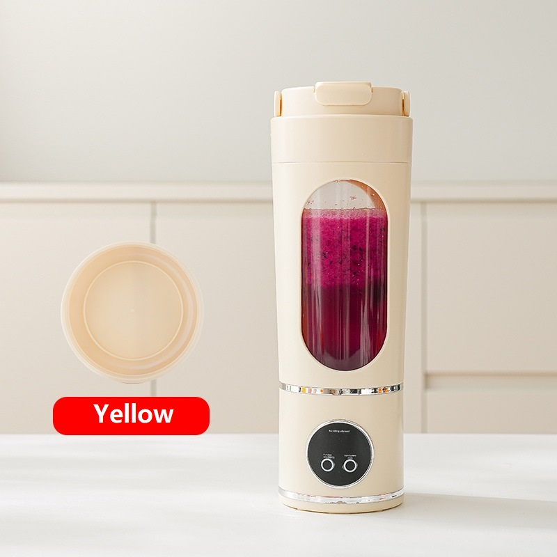 Yellow 3.7V Portable Blender 700ml Wireless Juicer Cup - 12 Blade USB Rechargeable Smoothie Maker with LED Display - Personal Fruit Mixer with Safety Lock - BPA Free Travel Blender for Home Office Outdoor - Image 1