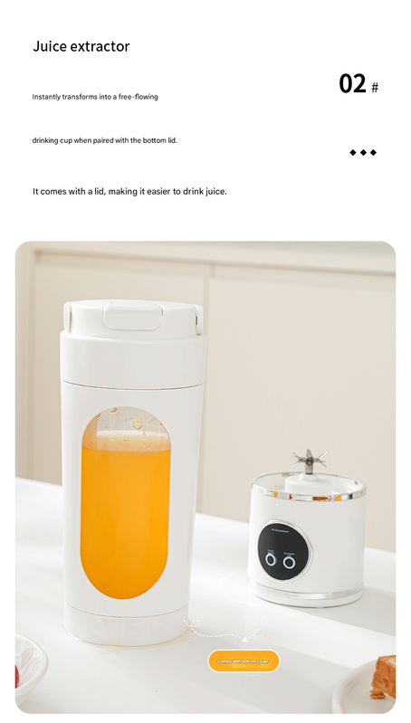 Yellow 7.4V Portable Blender 700ml Wireless Juicer Cup - 12 Blade USB Rechargeable Smoothie Maker with LED Display - Personal Fruit Mixer with Safety Lock - BPA Free Travel Blender for Home Office Outdoor - Image 6