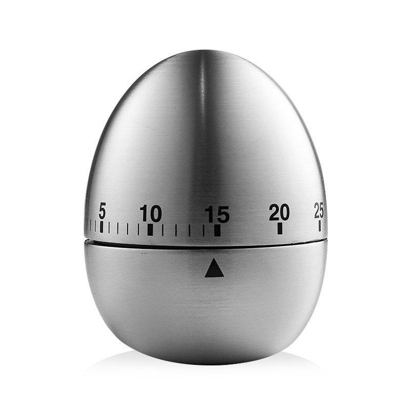 Egg Shape Stainless Steel Kitchen Timer Mechanical Cooking Timer -  Wind-Up 60 Minute Countdown Timer - Loud Ring 72dB Baking Tool with Non-Slip Base - Battery-Free Analog Timer for Home Office - Image 1