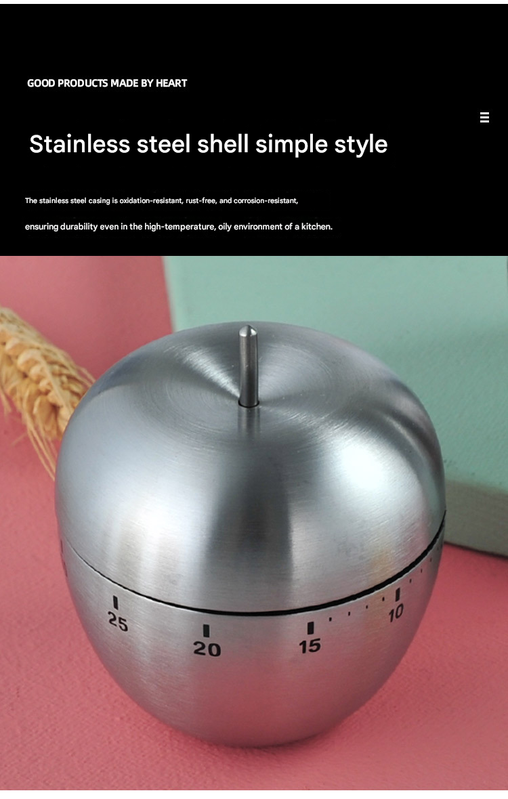 Egg Shape Stainless Steel Kitchen Timer Mechanical Cooking Timer -  Wind-Up 60 Minute Countdown Timer - Loud Ring 72dB Baking Tool with Non-Slip Base - Battery-Free Analog Timer for Home Office - Image 2