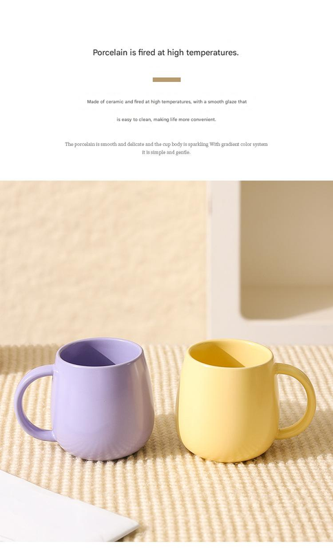 Purple Premium Macaron Ceramic Coffee Mug Set - 500ml Large Capacity Belly Cup with Underglaze Finish, Minimalist Nordic Style Porcelain Mug for Coffee, Tea, Milk and Oatmeal - Image 4