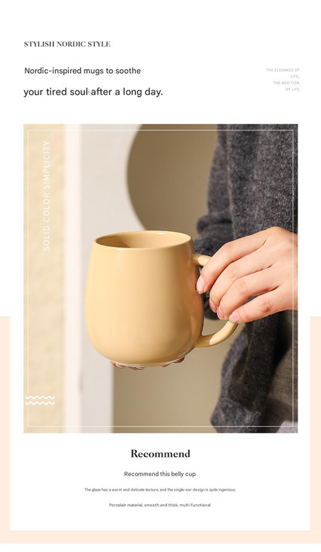 Black Premium Macaron Ceramic Coffee Mug Set - 500ml Large Capacity Belly Cup with Underglaze Finish, Minimalist Nordic Style Porcelain Mug for Coffee, Tea, Milk and Oatmeal - Image 3