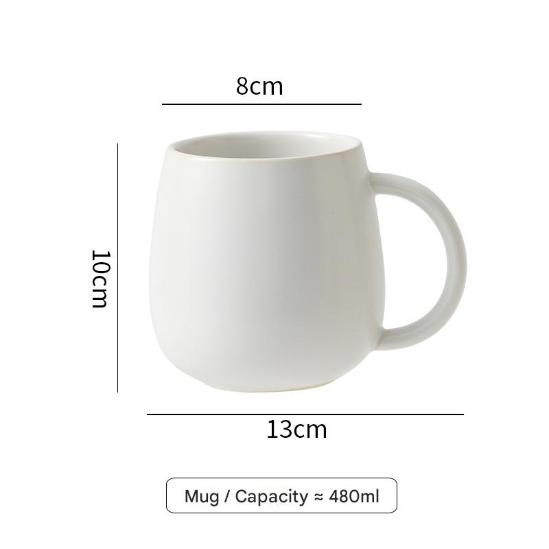 White Premium Macaron Ceramic Coffee Mug Set - 500ml Large Capacity Belly Cup with Underglaze Finish, Minimalist Nordic Style Porcelain Mug for Coffee, Tea, Milk and Oatmeal - Image 1