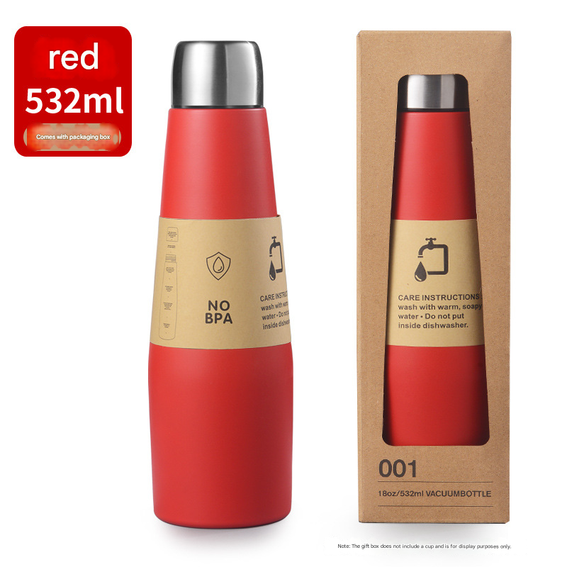 Red Premium 304 Stainless Steel Vacuum Insulated Water Bottle - 532ml Large Capacity Sports Flask with 12-24 Hour Thermal Retention, Leak-Proof Portable Travel Mug for Gym, Office, Car and Outdoor Activities - Image 1