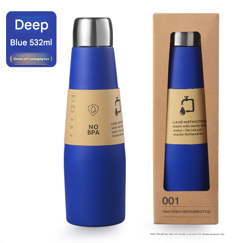Blue Premium 304 Stainless Steel Vacuum Insulated Water Bottle - 532ml Large Capacity Sports Flask with 12-24 Hour Thermal Retention, Leak-Proof Portable Travel Mug for Gym, Office, Car and Outdoor Activities - Image 1