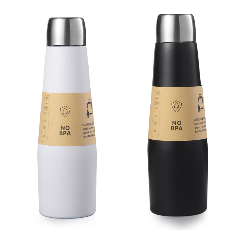 2-piece White and Black Premium 304 Stainless Steel Vacuum Insulated Water Bottle - 532ml Large Capacity Sports Flask with 12-24 Hour Thermal Retention, Leak-Proof Portable Travel Mug for Gym, Office, Car and Outdoor Activities - Image 1