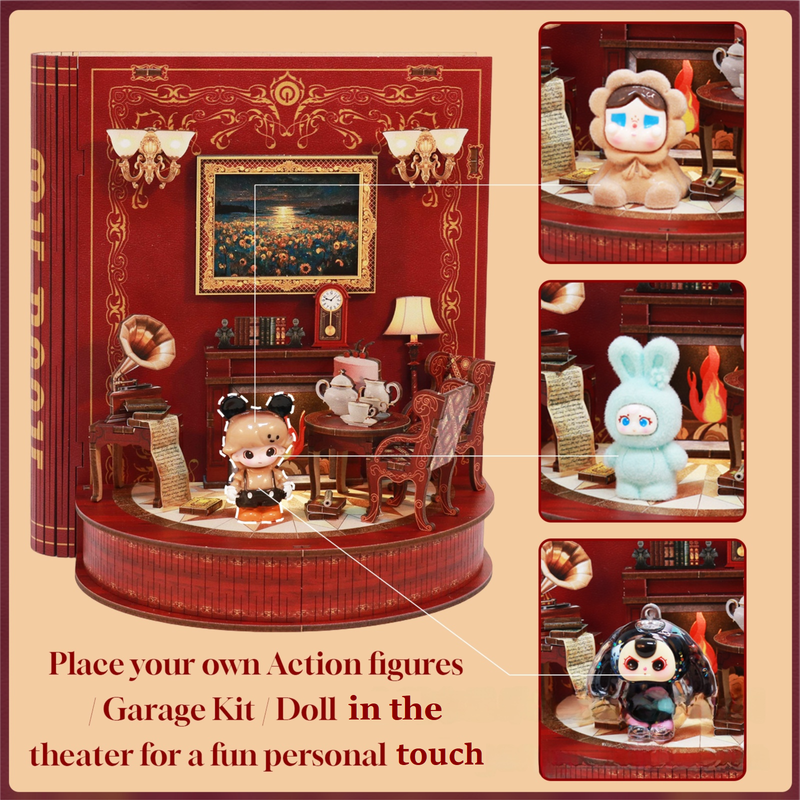 DIY Book Nook Kit Book Theater 3D Wooden Puzzle Miniature Dollhouse Bookshelf Insert with LED Light, 222 Pieces Bookend Decor for Adults Teens, Creative Gift for Book Lovers - Image 6