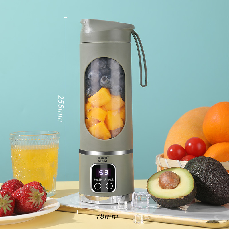 Green 7.4V Portable Blender Smoothie Maker 450ml Wireless Rechargeable Juicer Cup with 12-Blade Stainless Steel Cutter, LED Digital Display, USB Charging Personal Blender for Travel Gym Office Home - Image 1