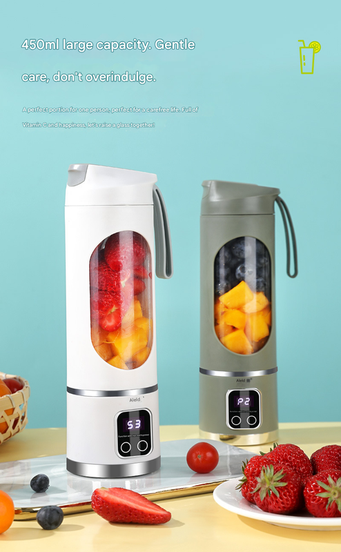 Green 7.4V Portable Blender Smoothie Maker 450ml Wireless Rechargeable Juicer Cup with 12-Blade Stainless Steel Cutter, LED Digital Display, USB Charging Personal Blender for Travel Gym Office Home - Image 6