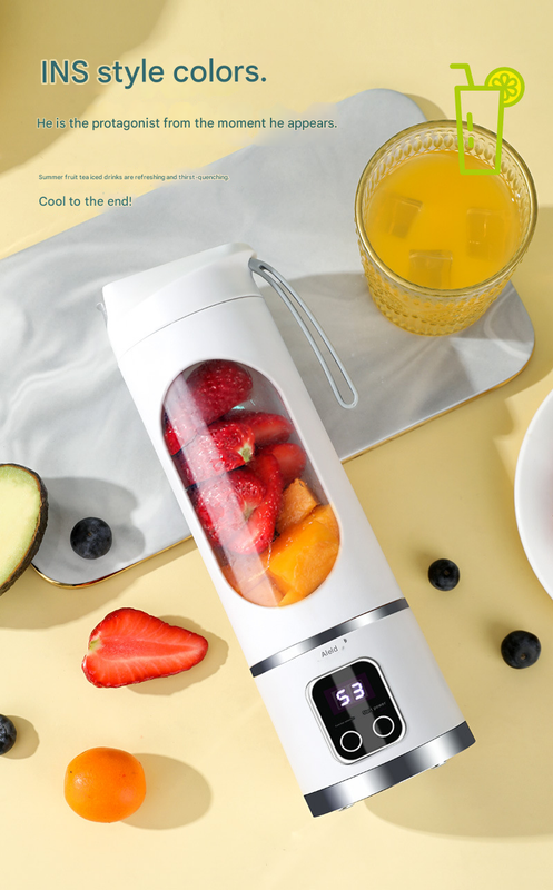 2-piece White and Green 7.4V Portable Blender Smoothie Maker 450ml Wireless Rechargeable Juicer Cup with 12-Blade Stainless Steel Cutter, LED Digital Display, USB Charging Personal Blender for Travel Gym Office Home - Image 4