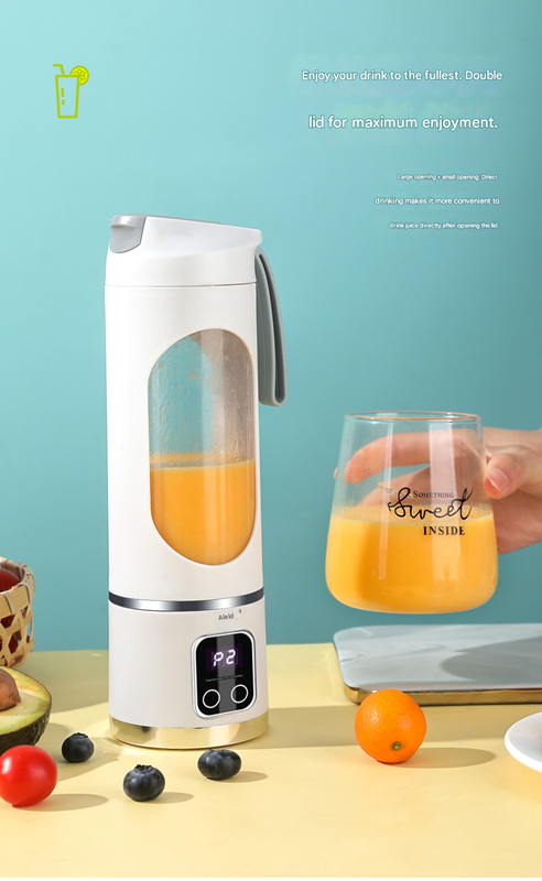2-piece Purple and Green 7.4V Portable Blender Smoothie Maker 450ml Wireless Rechargeable Juicer Cup with 12-Blade Stainless Steel Cutter, LED Digital Display, USB Charging Personal Blender for Travel Gym Office Home - Image 8